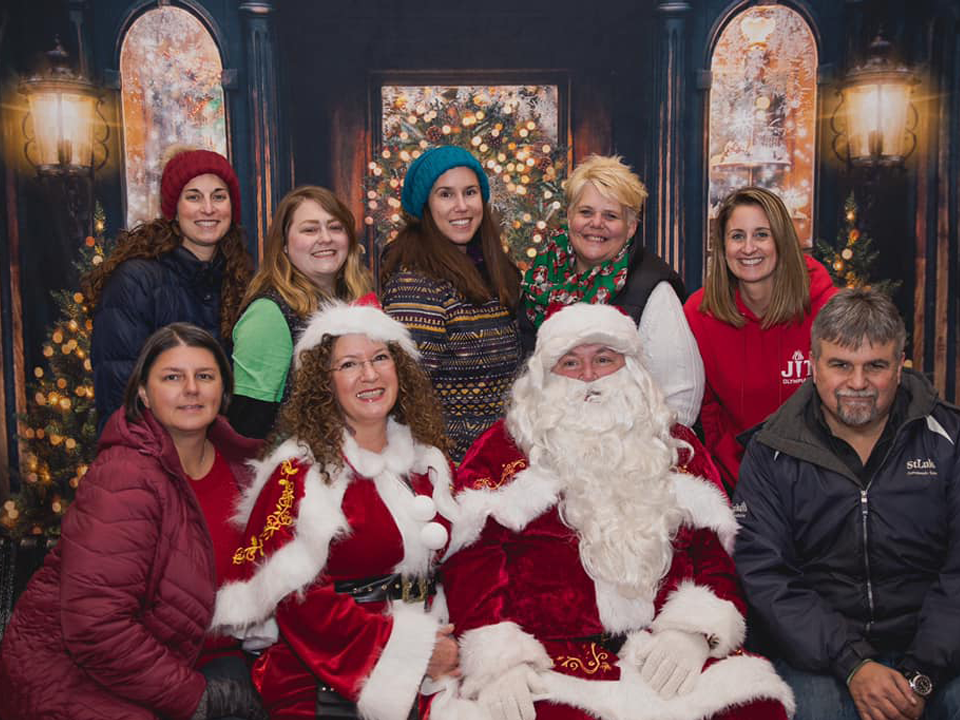 group of people with santa